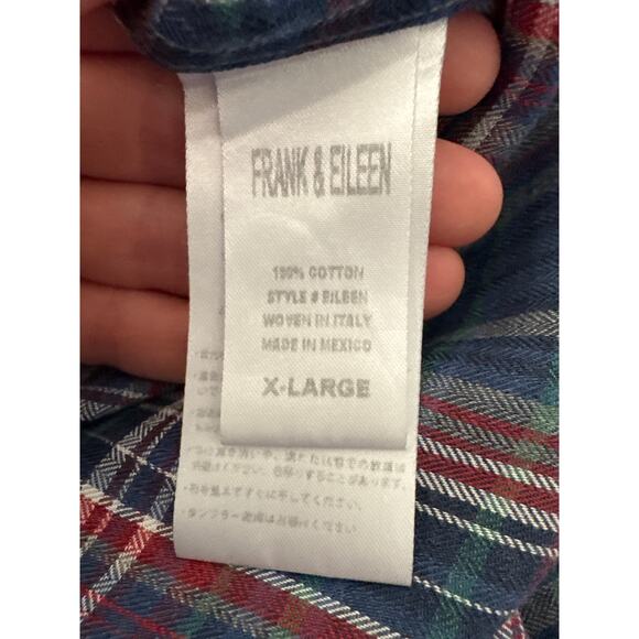 FRANK & EILEEN "Eileen" Relaxed Fit 100% Cotton Blue Plaid  Button Down Size XL - Picture 7 of 8